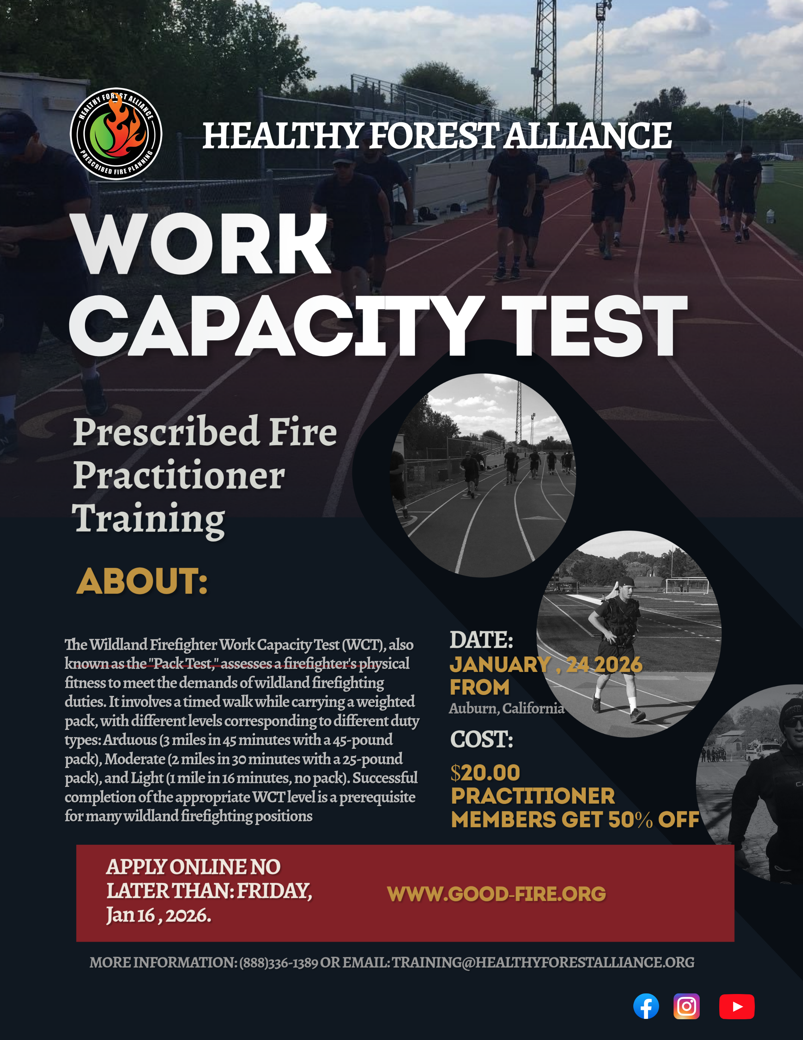 Work Capacity Test - Arduous, Moderate and Light Available